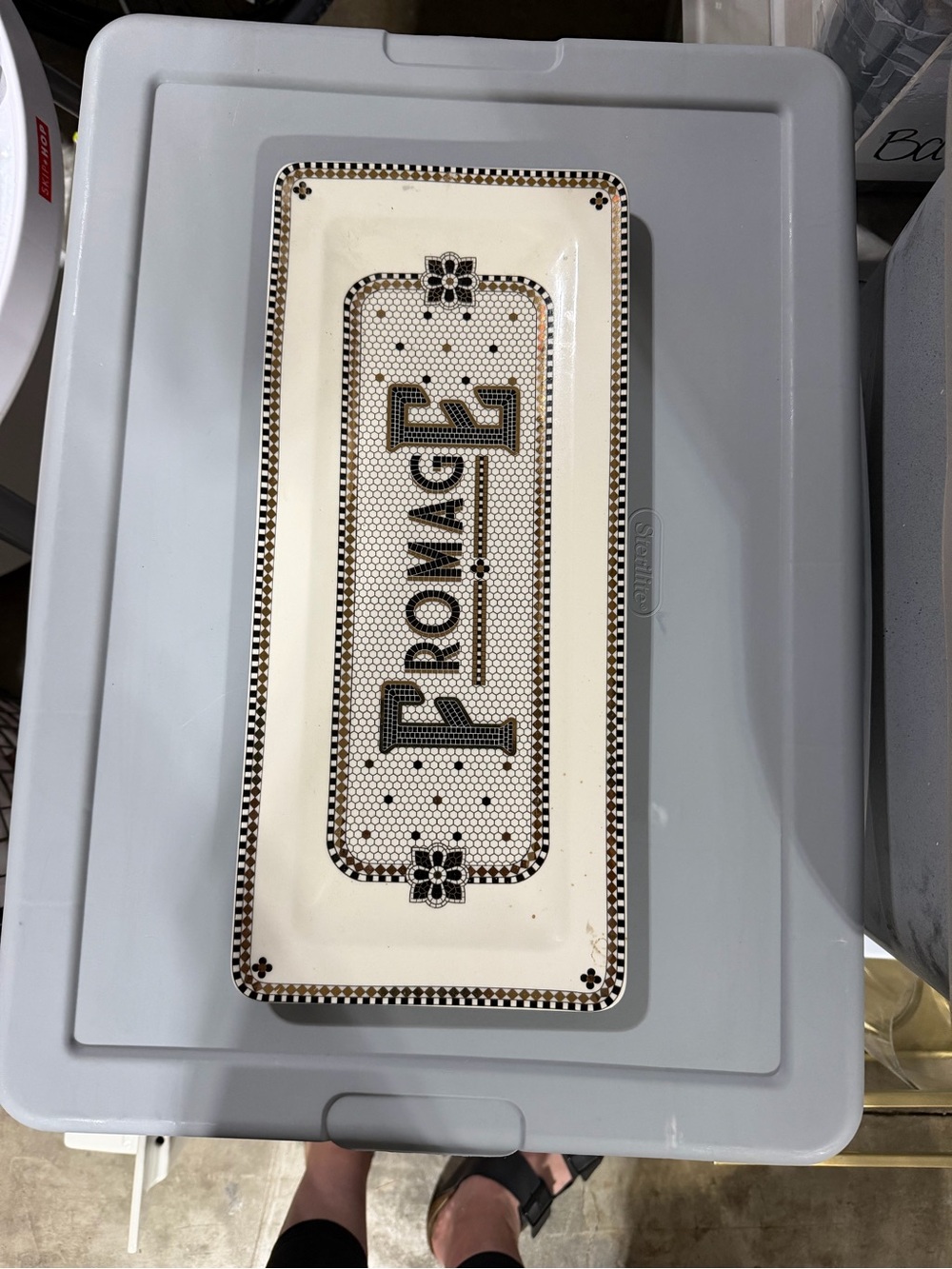 Anthropologie Cream and Black Roma Ceramic Serving Platter